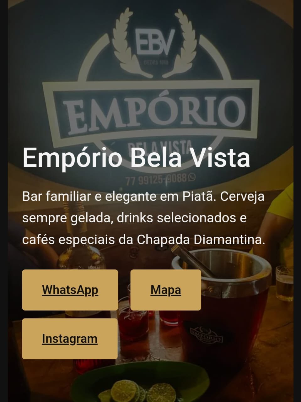Landing page do Empório Bela Vista