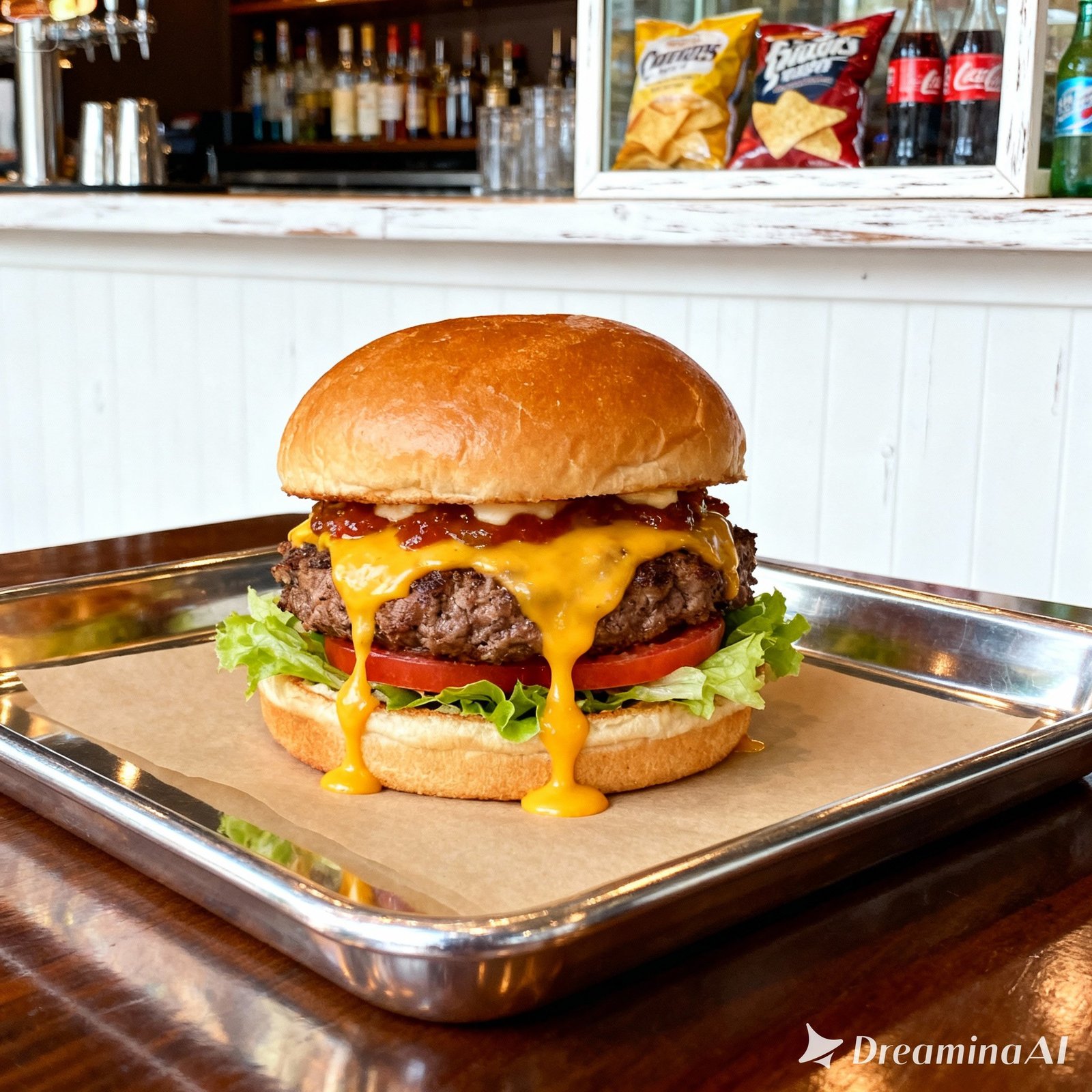 Hambúrguer artesanal com queijo derretido